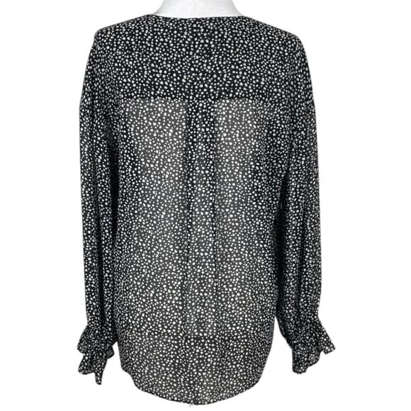ALLSAINTS Penny Splash Top Size Small Black White Polka Dot Wrap Blouse - Picture 3 of 15
